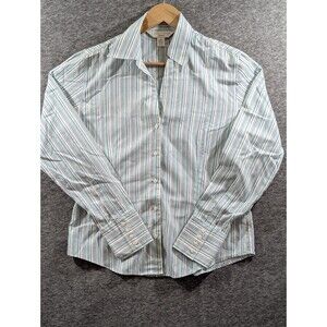 Casual Corner Non-Iron Womans Blouse Long Sleeve Multicolor Striped Blouse Large